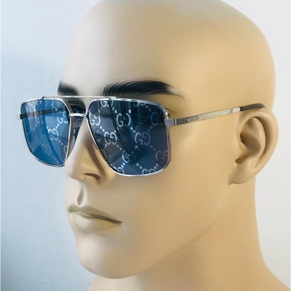New Authentic Gucci Blue Logo Navigator Men's Sunglasses GG0941S 004 - Picture 1 of 16